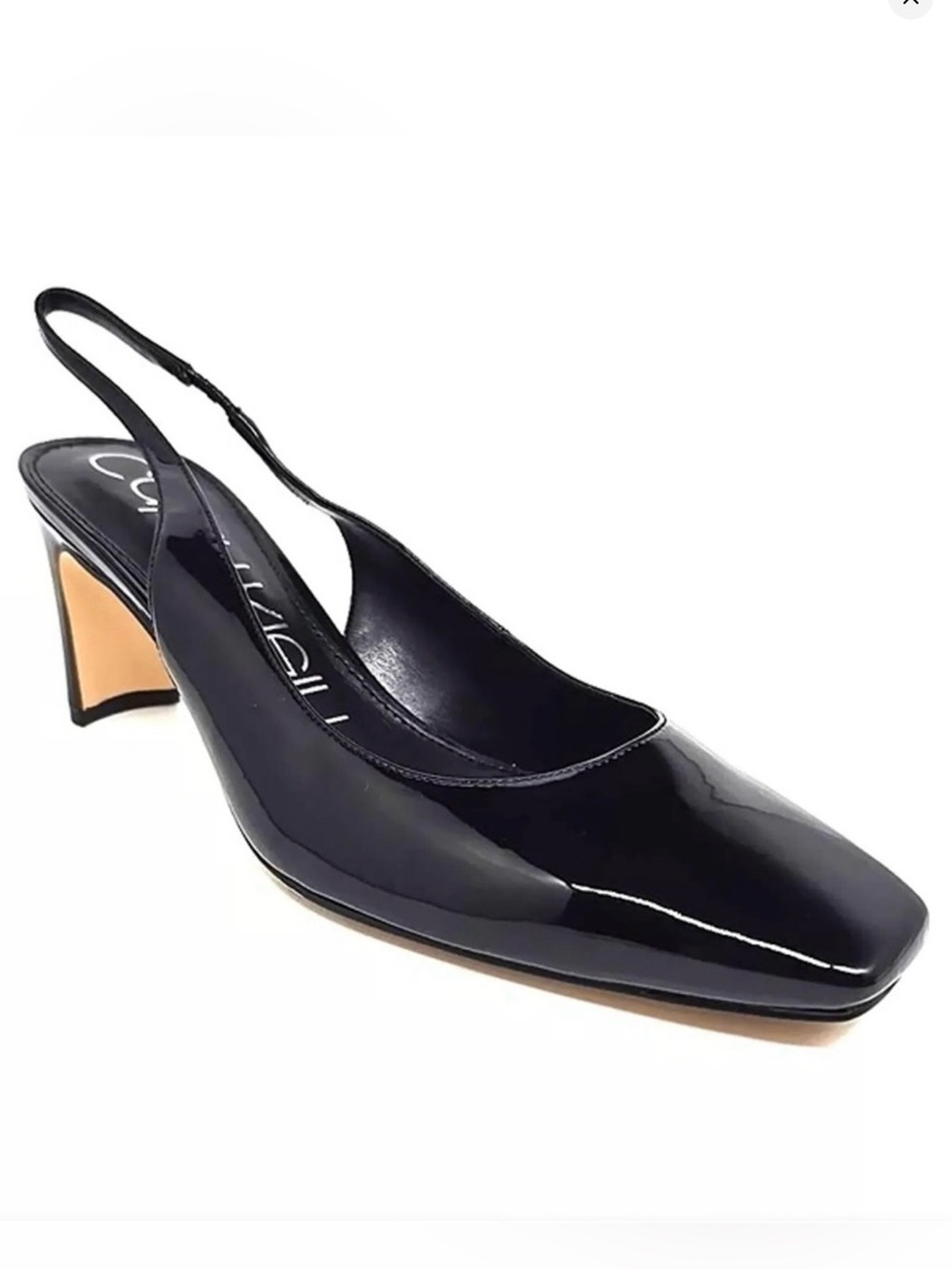 CALVIN KLEIN, Women's Balan Slingback Pumps in Black Patent Leather, Size 8.5M